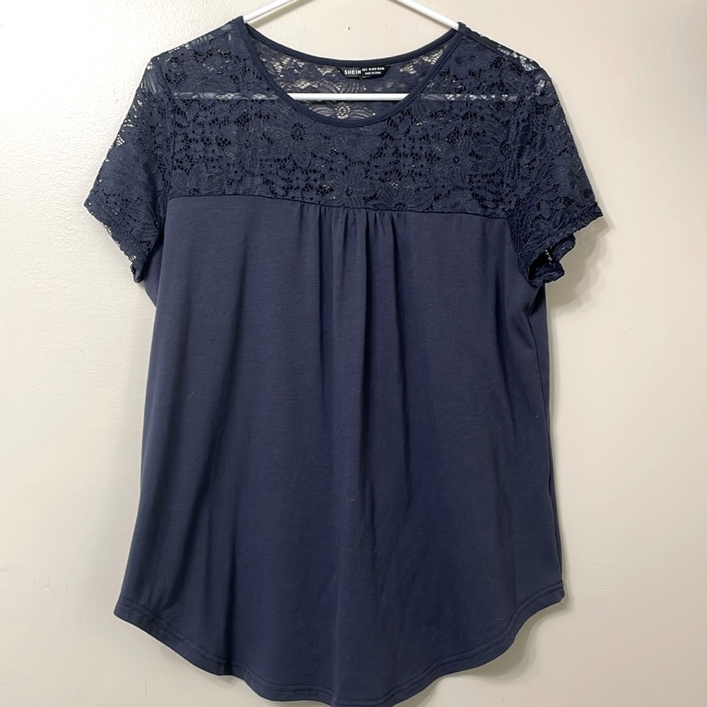 SHEIN large dark blue tee new without tag